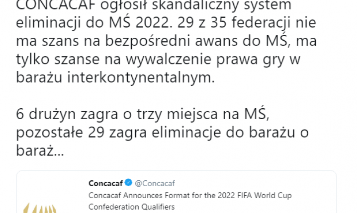 SKANDALICZNY system eliminacji do MŚ 2022